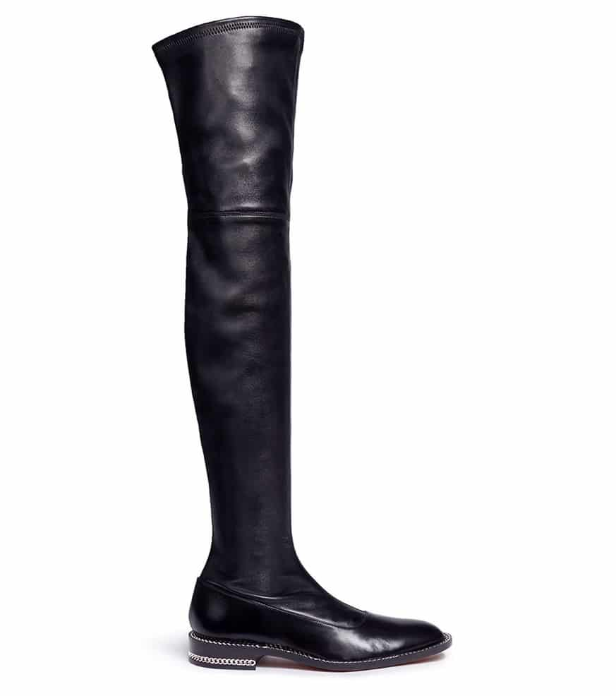 Givenchy Chain Trim Heel Leather Thigh High Boots