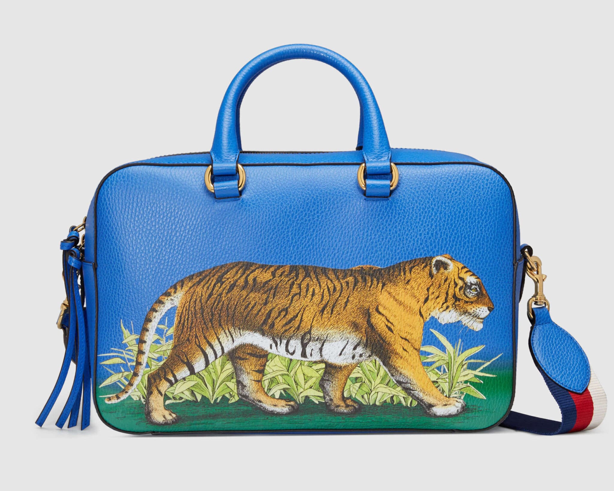 Gucci Tiger Print Leather Top Handle Bag