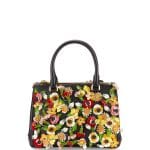 Prada Black/Multicolor Garden Saffiano Double-Zip Small Galleria Bag