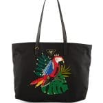 Prada Black/Multicolor Parrot Tessuto Medium Shopping Tote Bag