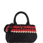 Prada Black/Red Raffia Giardiniera East-West Tote Bag