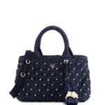 Prada Blue Raffia Tote Bag