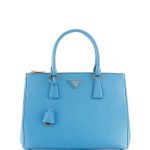 Prada Blue Saffiano Double-Zip Galleria Bag