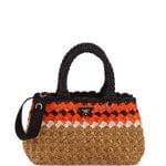 Prada Caramel/Orange Raffia Giardiniera East-West Tote Bag