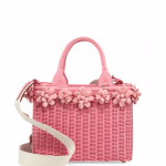 Prada Geranio Floral-Embellished Midollino Wicker & Canvas Tote Bag