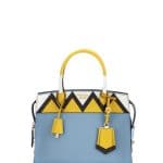 Prada Light Blue/Yellow Greca Medium Esplanade Bag