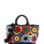 Prada Multicolor Raffia Circle Tote Bag