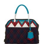 Prada Navy/Red/White Tessuto Impunturato Satchel Bag