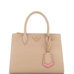 Prada Nude/Pink/White Greca Saffiano Double-Zip Medium Galleria Bag