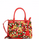 Prada Red Garden Saffiano Double-Zip Small Galleria Bag