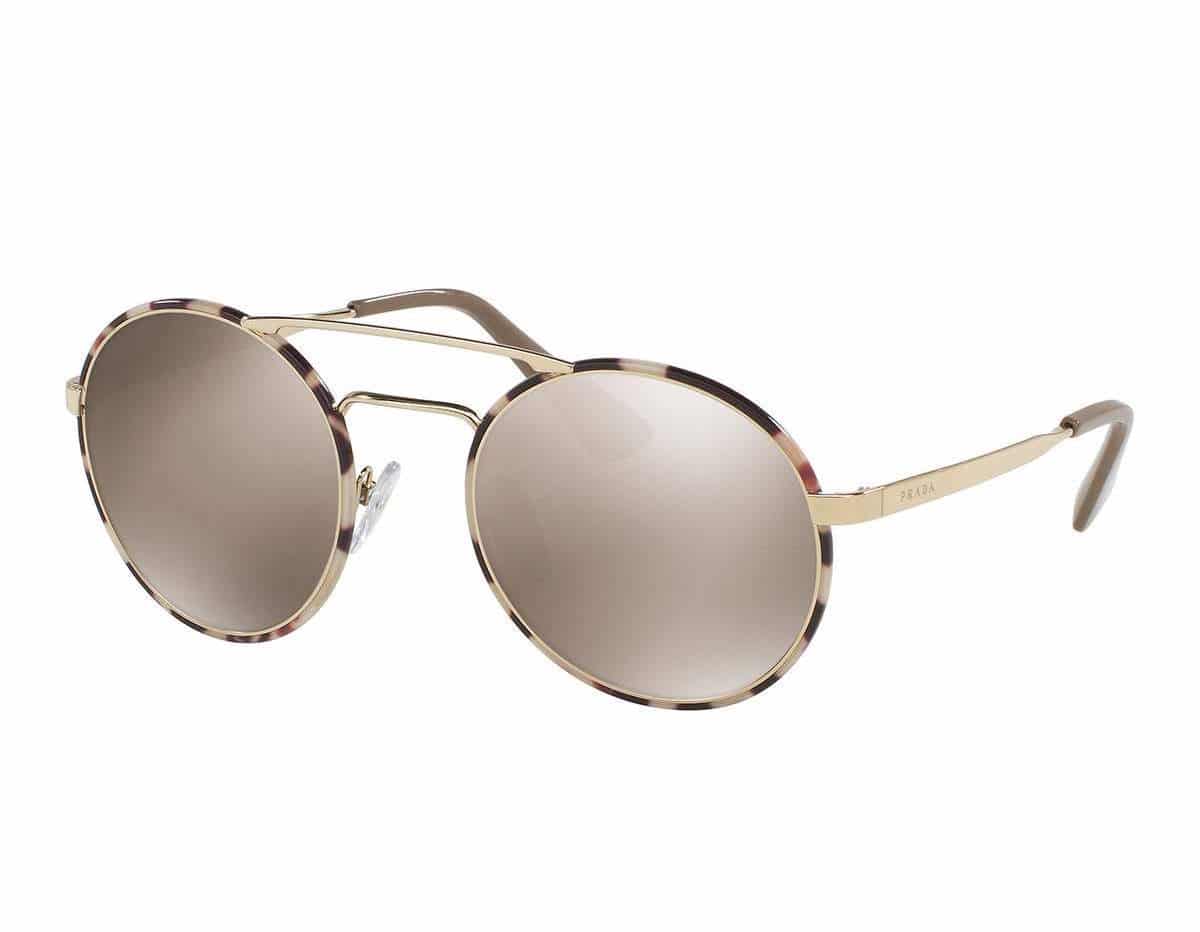 Prada Trimmed Mirrored Round Sunglasses