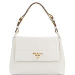 Prada White Vitello Daino Shoulder Bag