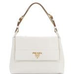 Prada White Vitello Daino Shoulder Bag