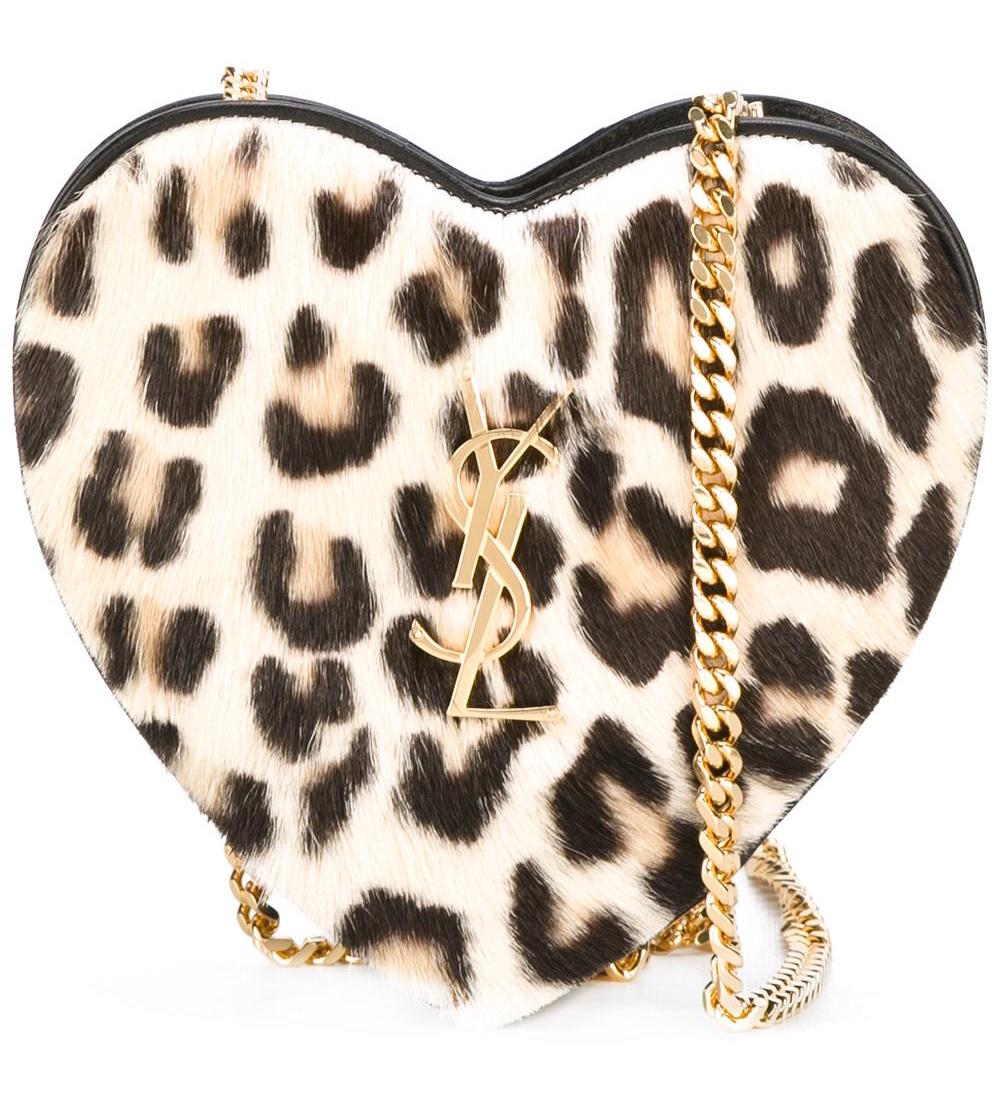 Saint Laurent Leopard Print Mini Love Crossbody Heart Bag