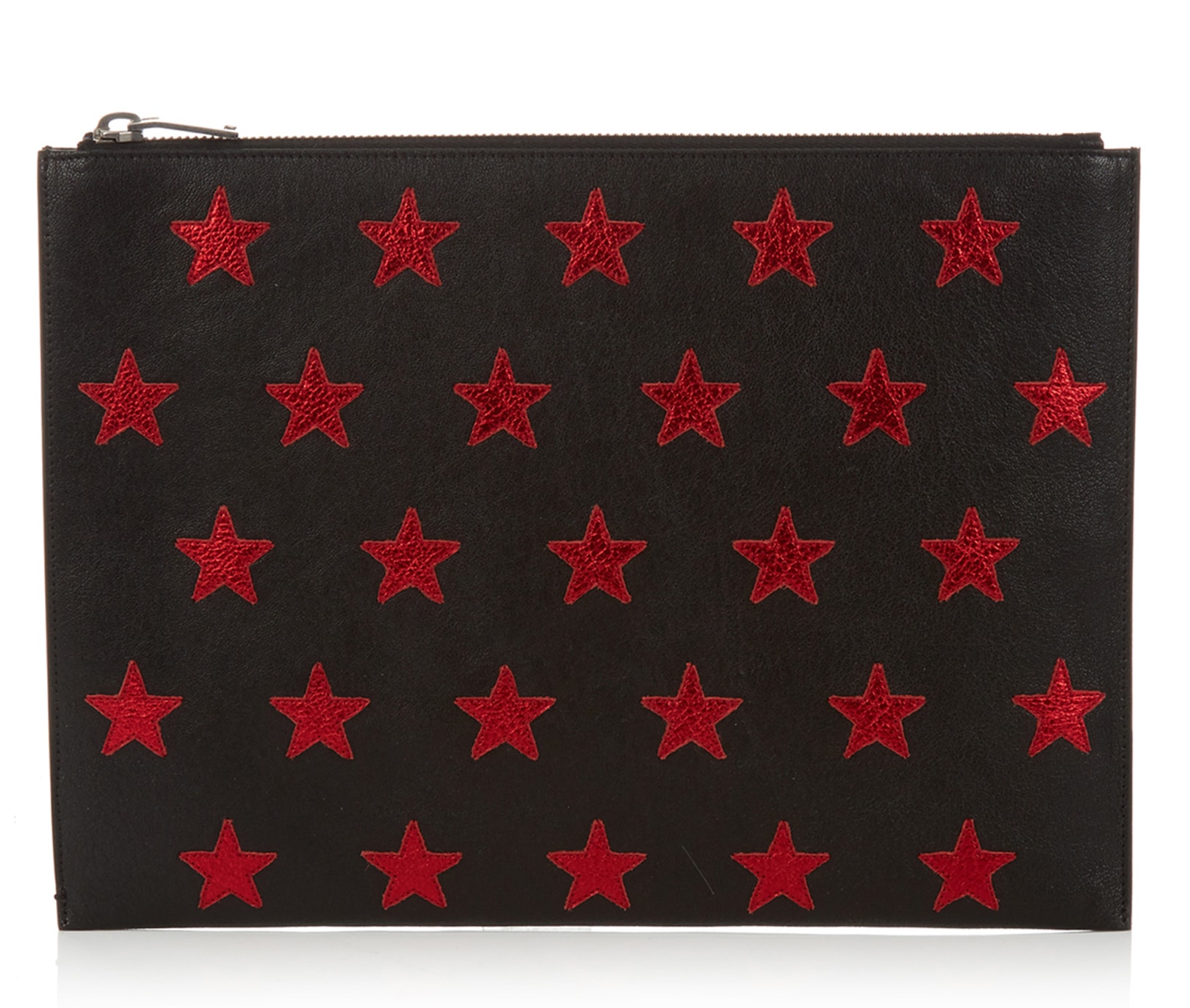 Saint Laurent Star-Appliqué Leather Tablet Pouch