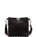 Valentino Black Flip-Lock Rockstud Rolling Medium Messenger Bag