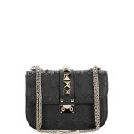 Valentino Black Floral Small Lock Shoulder Bag