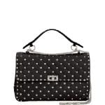 Valentino Black Quilted Rockstud Spike Large Shoulder Bag