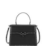 Valentino Black Rockstud Medium Top-Handle Satchel Bag