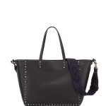 Valentino Black Rockstud Rolling Medium Reversible Tote Bag