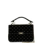 Valentino Black Velvet Rockstud Spike Medium Shoulder Bag