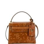 Valentino Brown Santeria Embossed My Rockstud Top Handle Bag