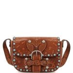 Valentino Brown Santeria Embossed Rockstud Rolling Shoulder Bag