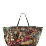 Valentino Deep Army Beaded Tie-Dye Rockstud Rolling Large Tote Bag