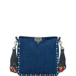 Valentino Denim Flip-Lock Rocktud Rolling Medium Messenger Bag