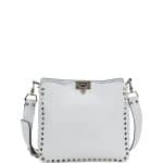 Valentino Gray Flip-Lock Rockstud Medium Messenger Bag