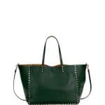 Valentino Green Rockstud Medium Reversible Tote Bag