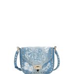 Valentino Light Denim Butterfly Washed Denim Rockstud Small Crossbody Bag