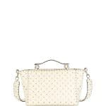 Valentino Light Ivory Quilted Leather Rockstud Spike Medium Tote Bag