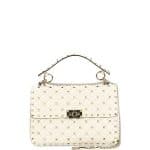 Valentino Light Ivory Quilted Rockstud Medium Shoulder Bag