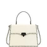 Valentino Light Ivory Rockstud Medium Top-Handle Satchel Bag