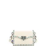 Valentino Light Ivory Rockstud Rolling Mini Guitar-Strap Crossbody Bag