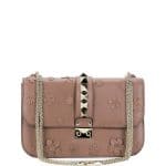 Valentino Light Pink Floral Medium Lock Shoulder Bag