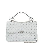 Valentino Pastel Gray Quilted Rockstud Spike Large Shoulder Bag