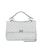 Valentino Pastel Gray Quilted Rockstud Spike Large Shoulder Bag