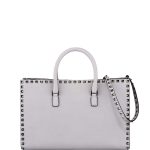 Valentino Pastel Gray Rockstud Top Handle Tote Bag