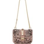 Valentino Pink Beaded Floral Small Lock Shoulder Bag