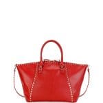 Valentino Red Rockstud Medium Top-Zip Tote Bag