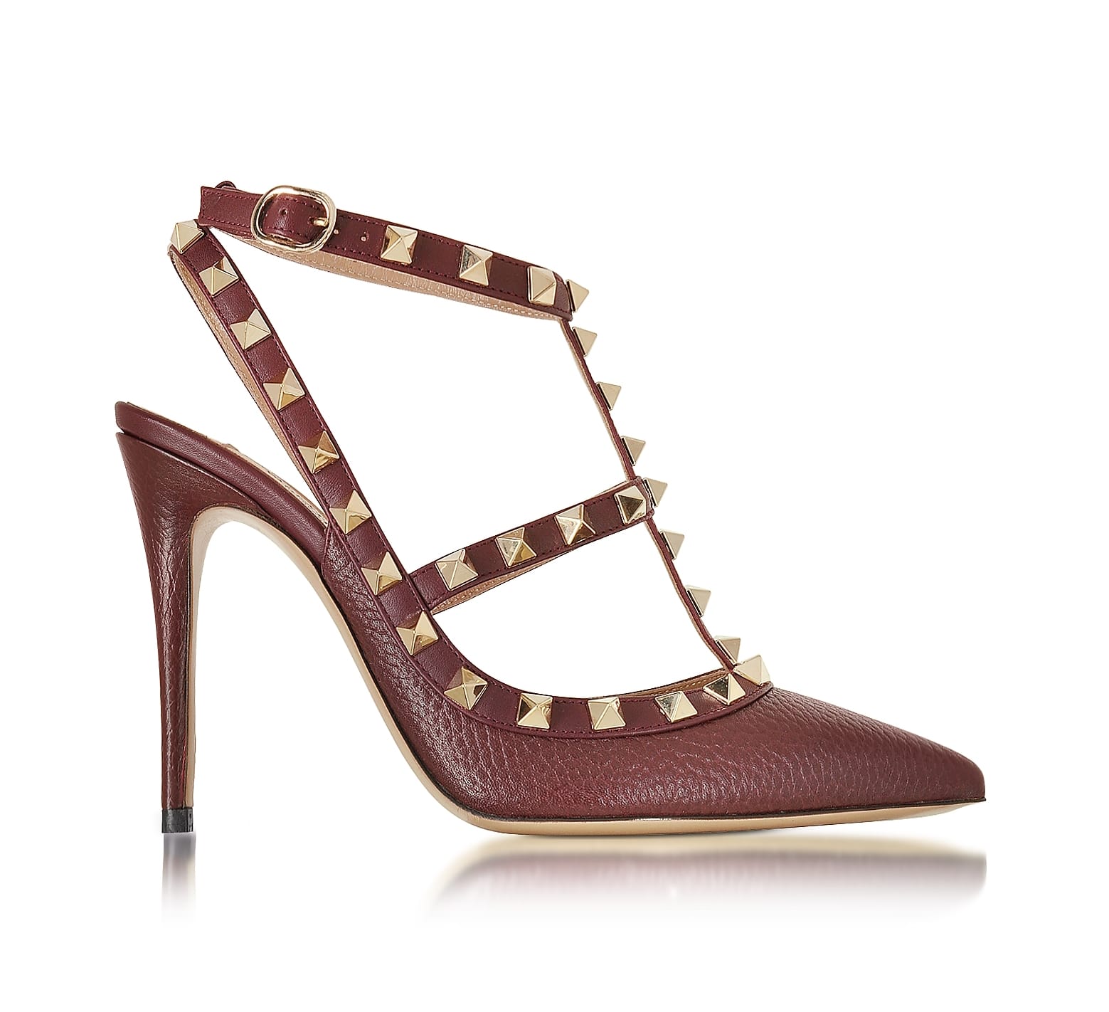 Valentino Rockstud Rubin Deer Leather Ankle Strap Sandal