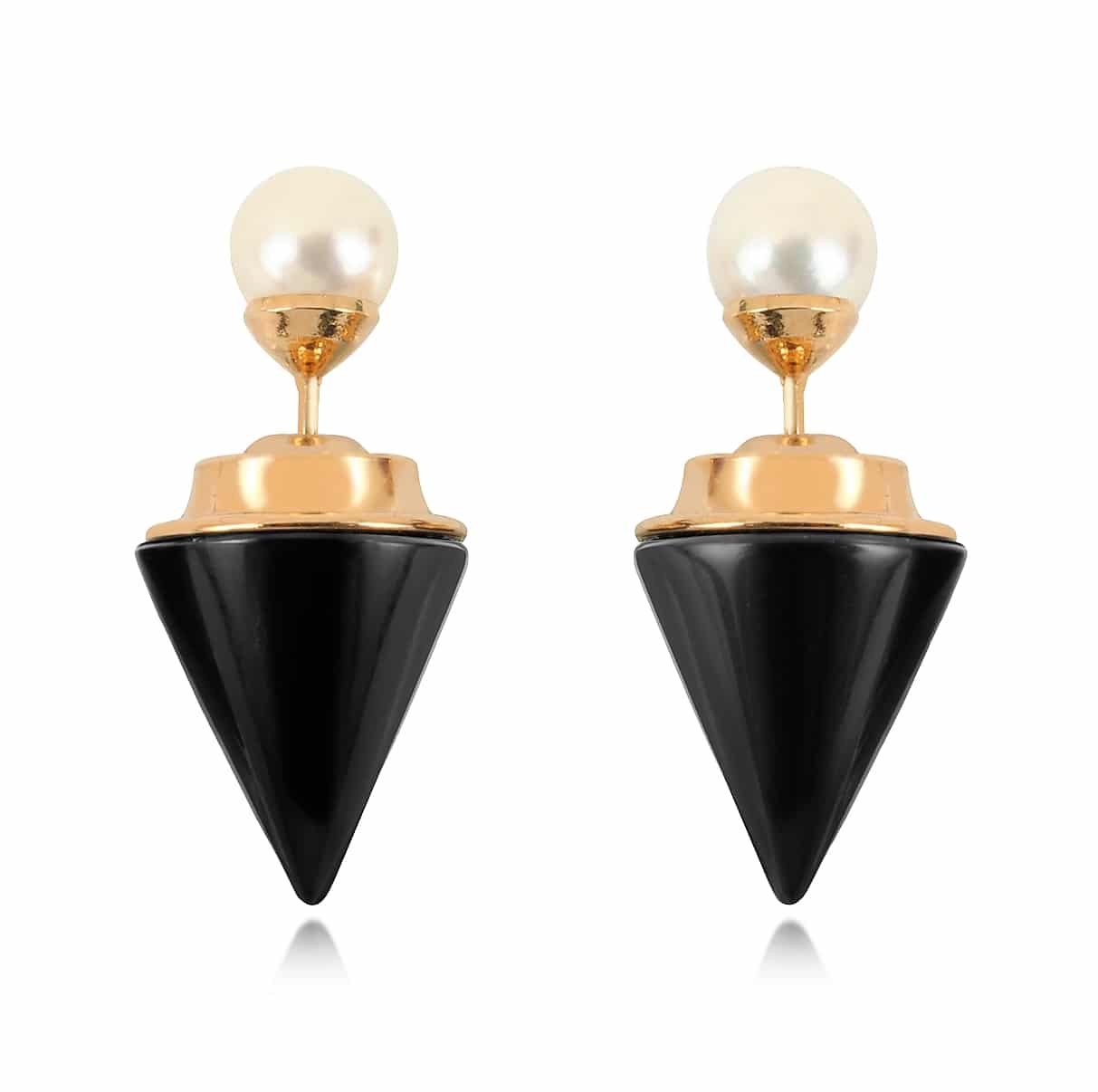 Vita Fede Double Titan Stone Pearl Earrings w:Akoya Pearls