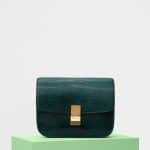 Celine Dark Green Lizard Medium Classic Box Bag