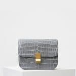 Celine Grey Contrasted Crocodile Medium Classic Box Bag