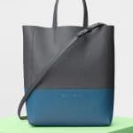 Celine Kohl/Washed Blue Bi-Grained Calfskin Small Vertical Cabas Bag