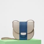 Celine Linen/Washed Blue Watersnake Small Trotteur Shoulder Bag