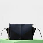 Celine Navy/Black Calfskin Tri-Fold Chevron Clutch on Chain Bag