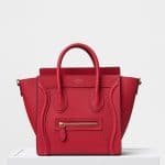 Celine Red Baby Grained Calfskin Nano Luggage Bag